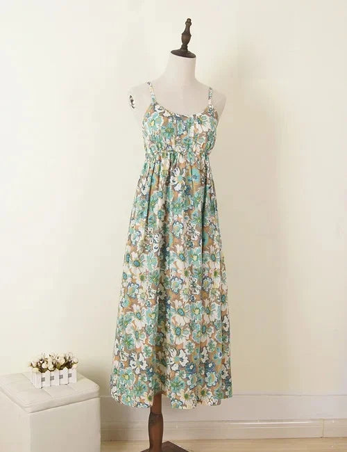 Summer Large Size Long Dress Beach Vacation Floral Dress for Women