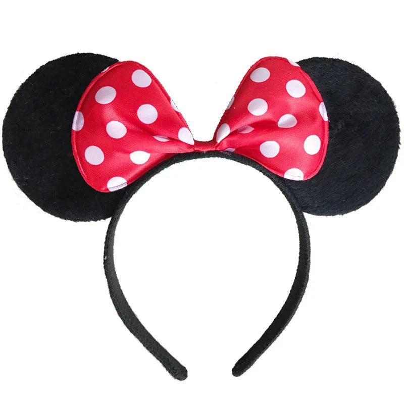 Girls Cute Mickyy Dress Up Ear Headband Hair Ornament Mouse Black Red Pink Headband Minnie Bow Korean Headband Headband Clip