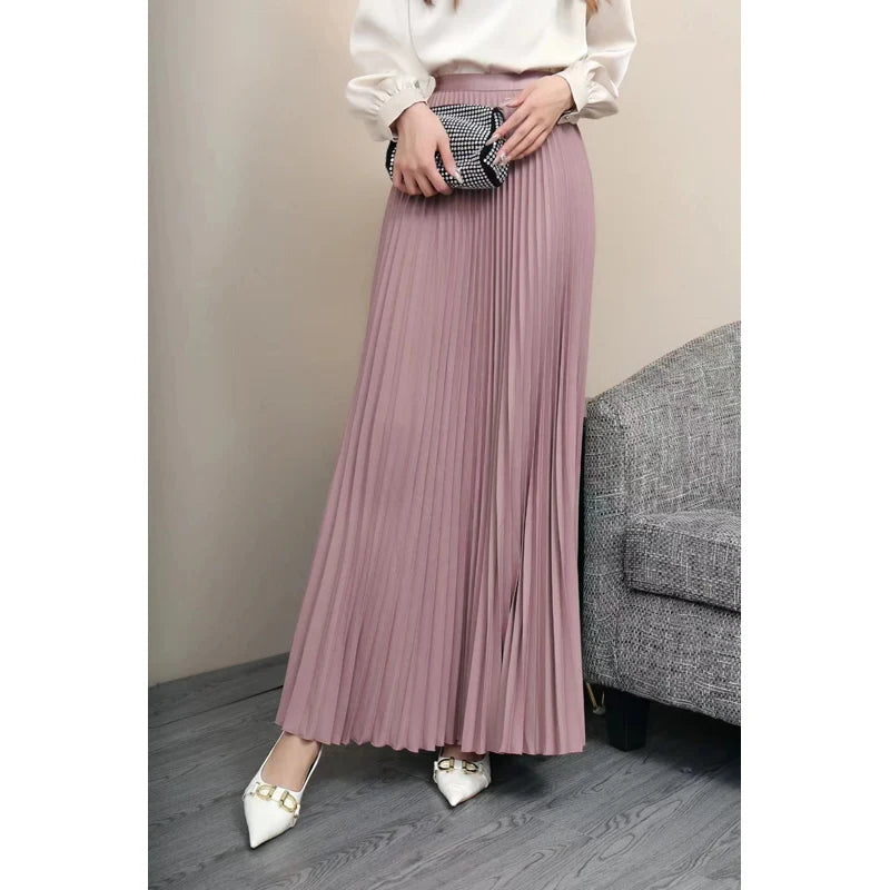 Women Vintage Pleated Long Skirt