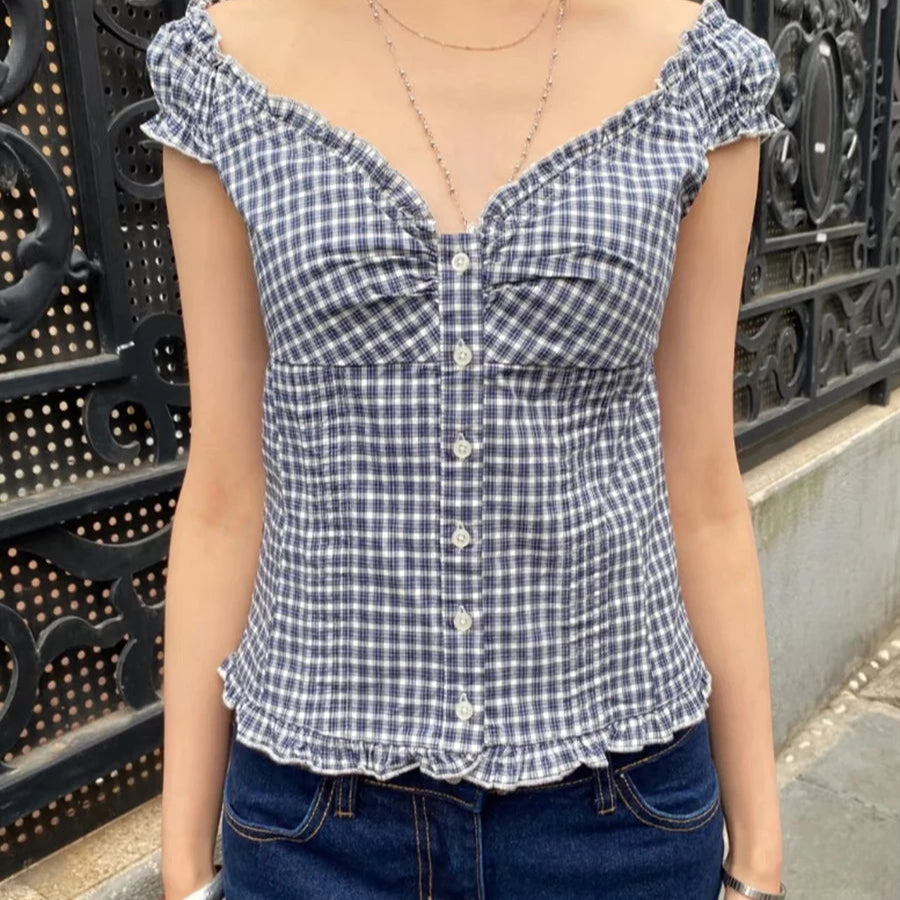 Women Summer Blouse Top Small Waisted