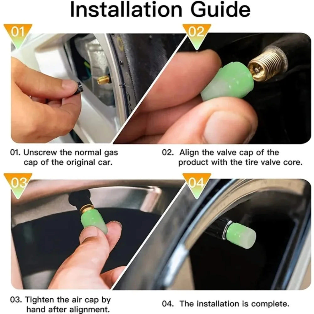 20PCS Luminous Tire Valve Caps Night Glowing Car Decor