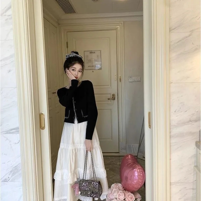 Lace A-line Loose All-match Ankle-length Skirts