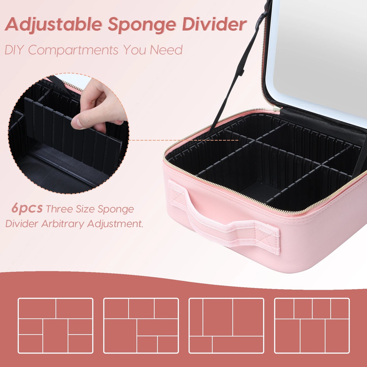 Cosmetic Bag with Mirror Travel Friendly for Ladies
