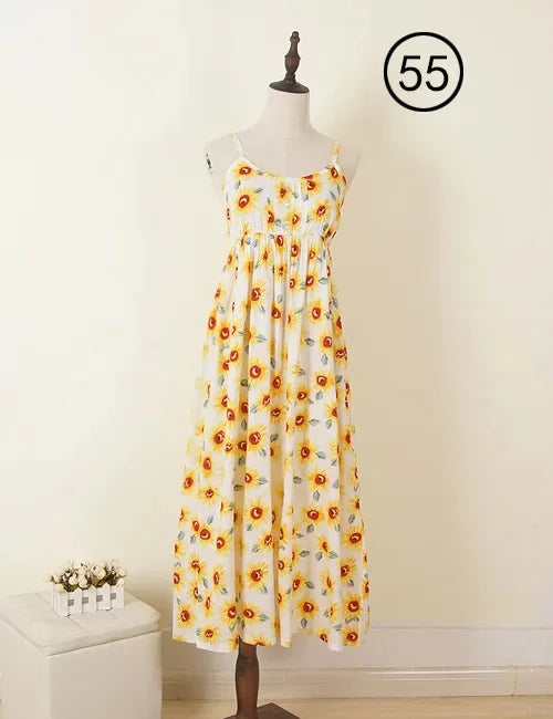 Summer Large Size Long Dress Beach Vacation Floral Dress for Women