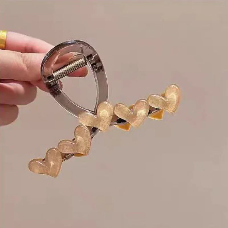 1pc Love grabbing clip for women's new high-end and fresh Korean jelly color simple clip headband, forest hair clip