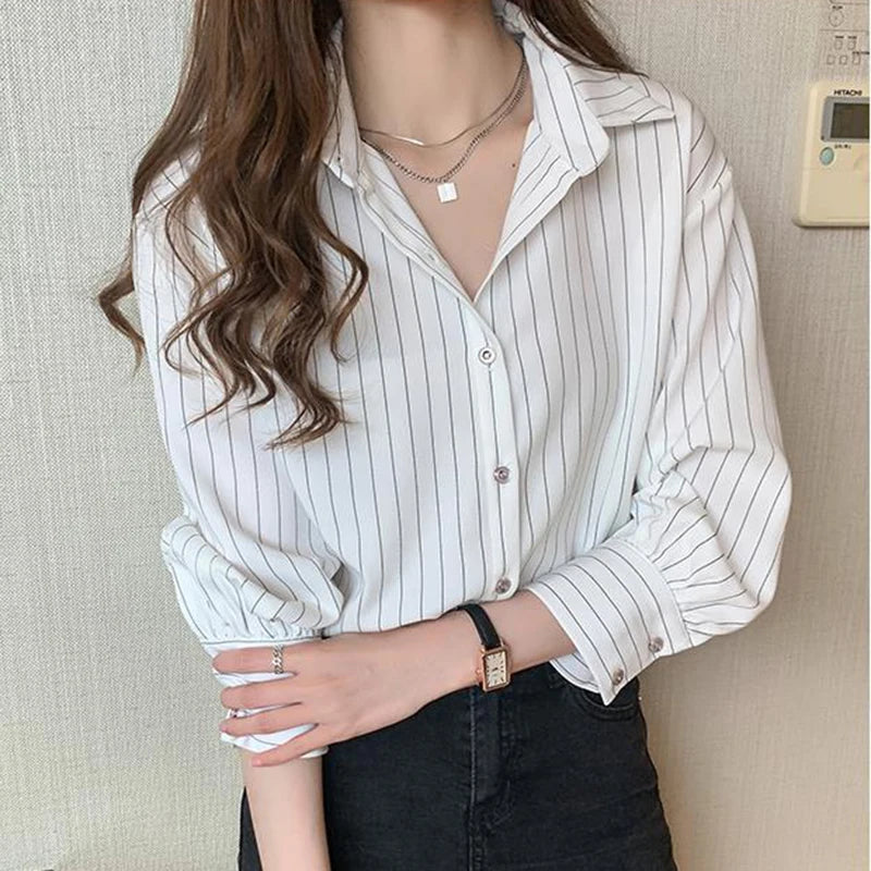Striped Shirt Women Office Ladies Fashion