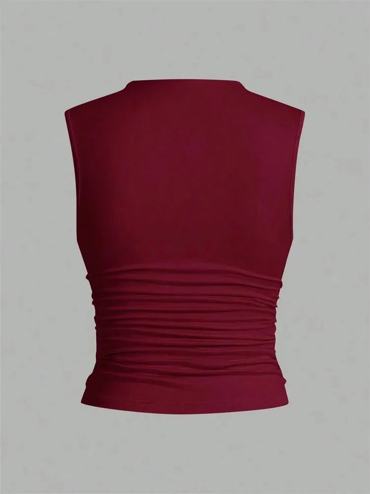 Women's Basic Sleeveless Ruched Tank Top