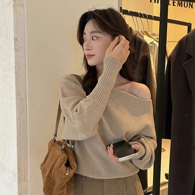 Sexy Off Shoulder Cropped Sweater Women