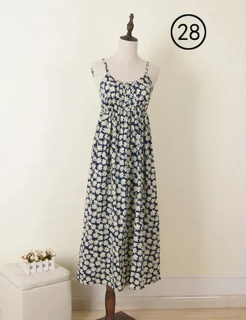 Summer Large Size Long Dress Beach Vacation Floral Dress for Women