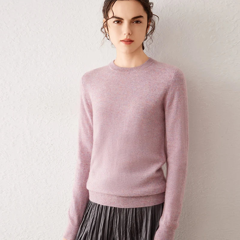 Women's 100% Pure Cashmere Sweater 2025 Fall Winter Crew Neck Long Sleeve Warm Soft Knitted Pullover New Knit Tops Women Clothes