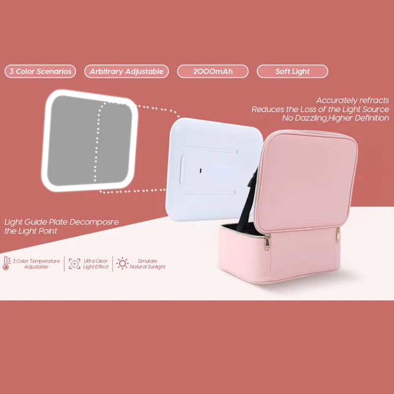 Cosmetic Bag with Mirror Travel Friendly for Ladies