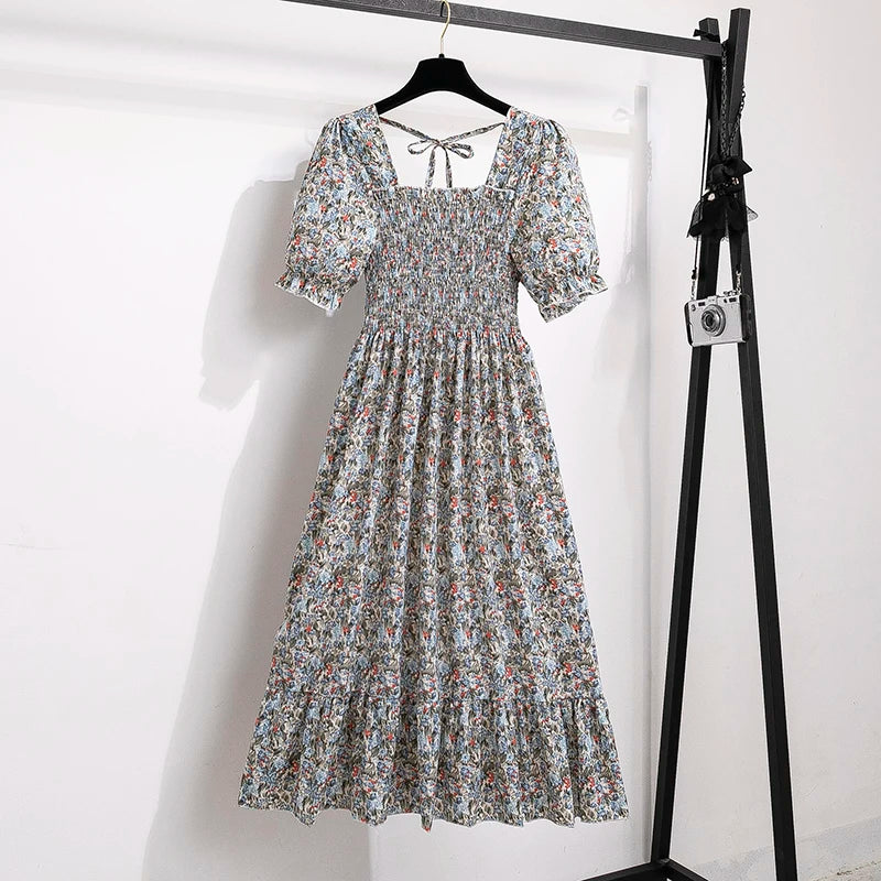 Women Chiffon Floral Dresses Summer Fit Thin Dress