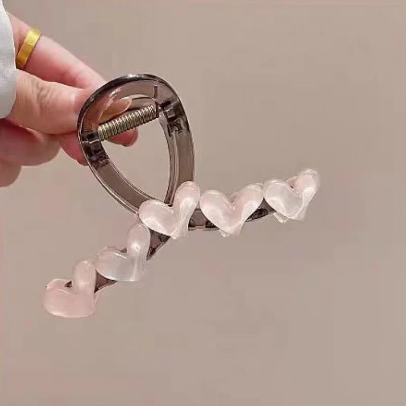 1pc Love grabbing clip for women's new high-end and fresh Korean jelly color simple clip headband, forest hair clip