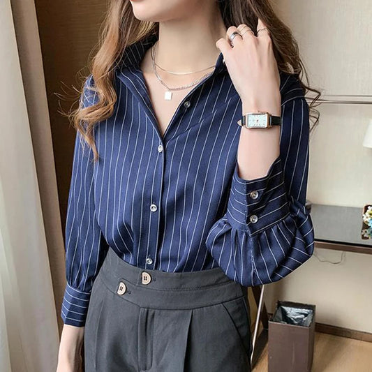 Striped Shirt Women Office Ladies Fashion