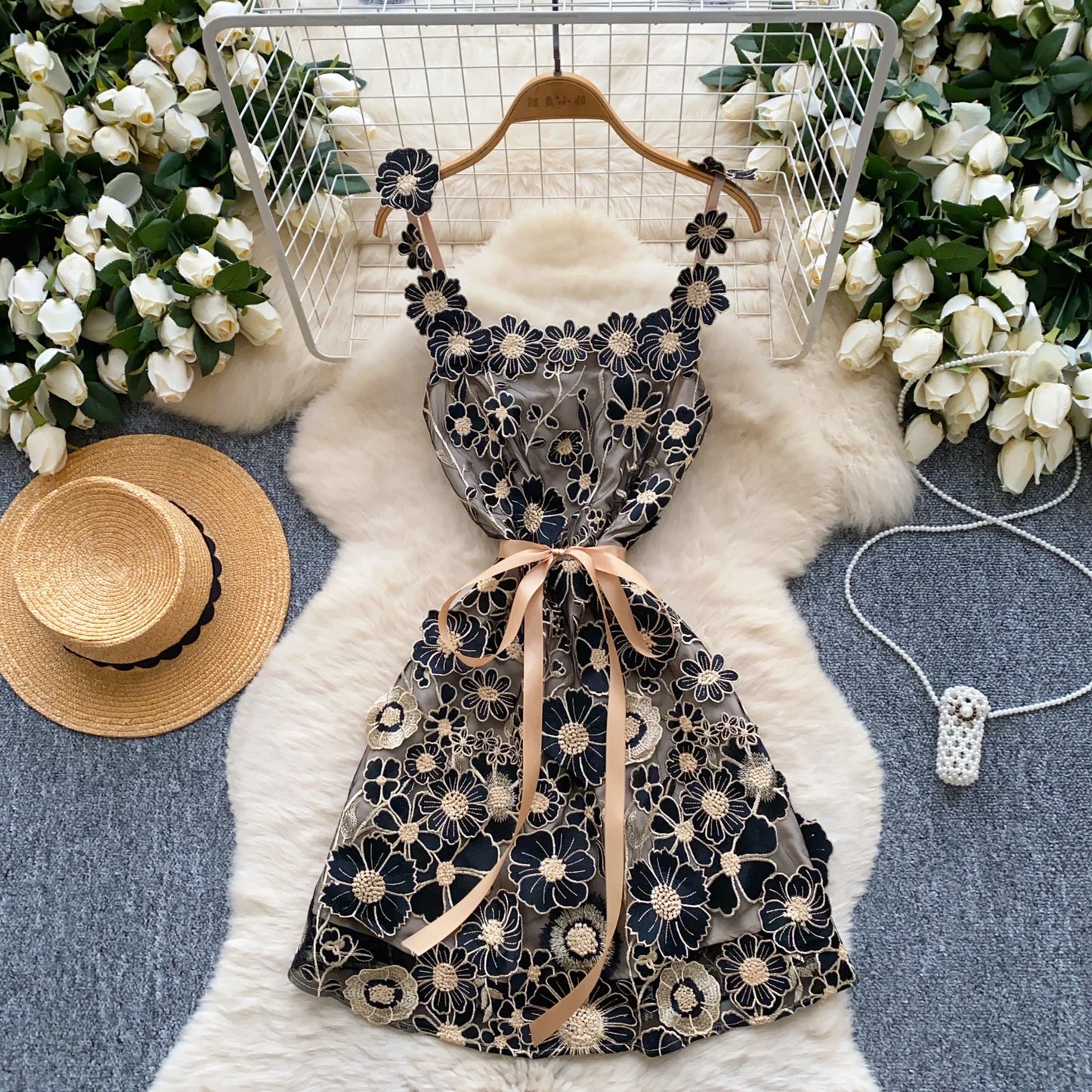 3D print Flowers lace-up Summer Women Evening Dress