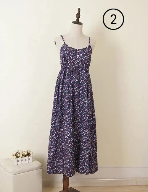 Summer Large Size Long Dress Beach Vacation Floral Dress for Women
