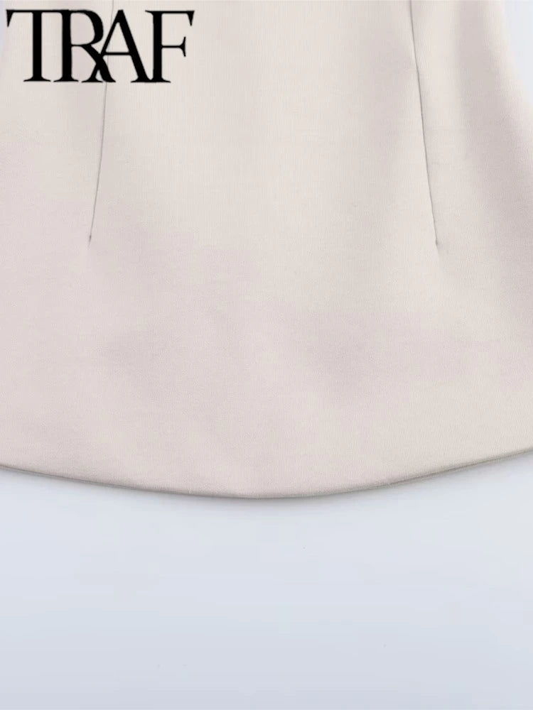 TRAF 2025 Summer Woman Fashion Double Sided Cloth Chest Wrapped Top Casual Slim Sleeveless Camis