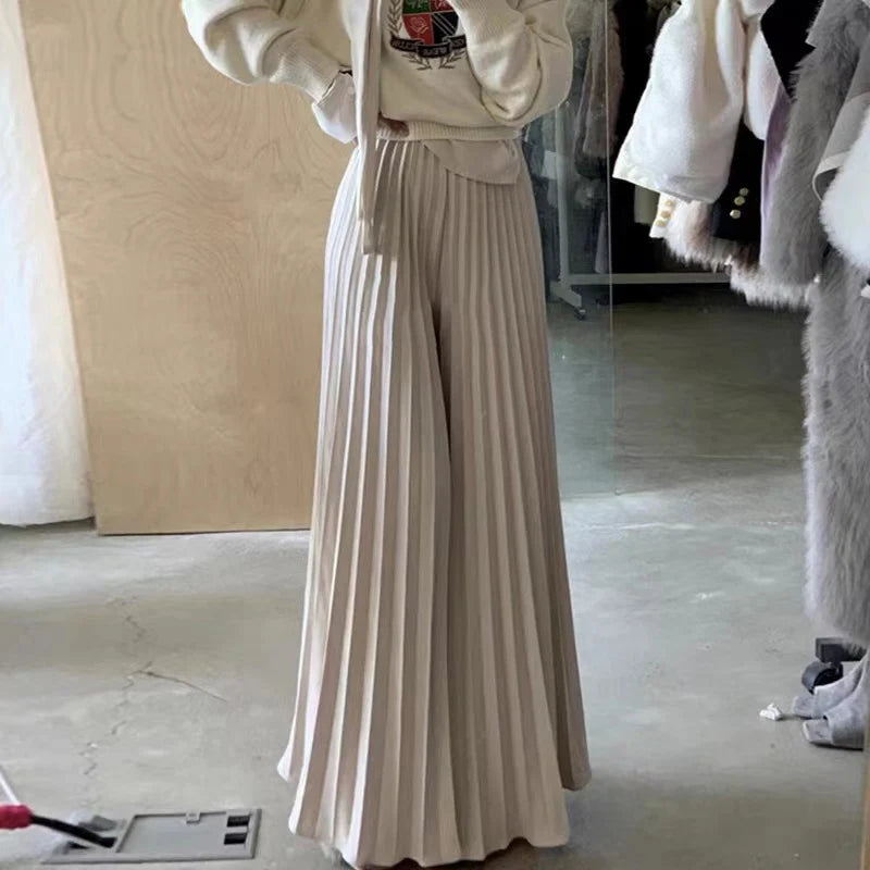 Women Vintage Pleated Long Skirt
