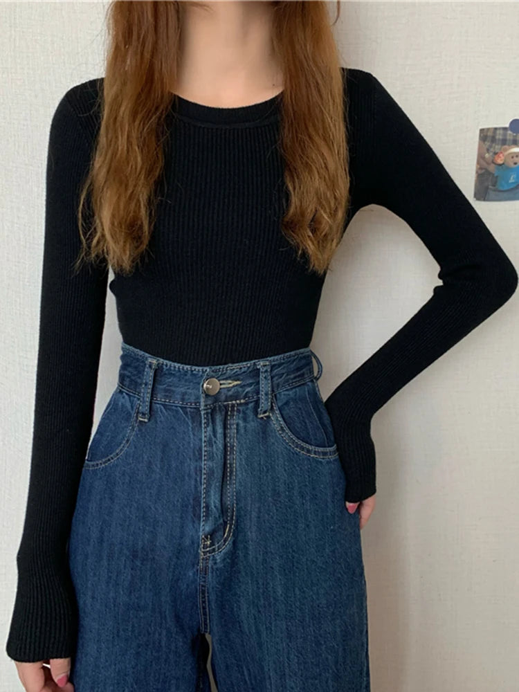 Cute Autumn Long Sleeve Women Tops No Button