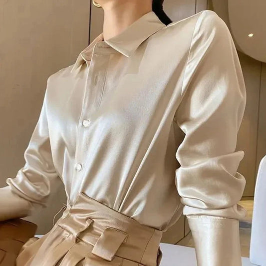 Women Oversized Satin Silk Shirts