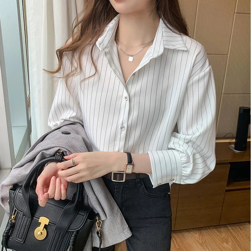 Striped Shirt Women Office Ladies Fashion