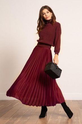 Women Vintage Pleated Long Skirt
