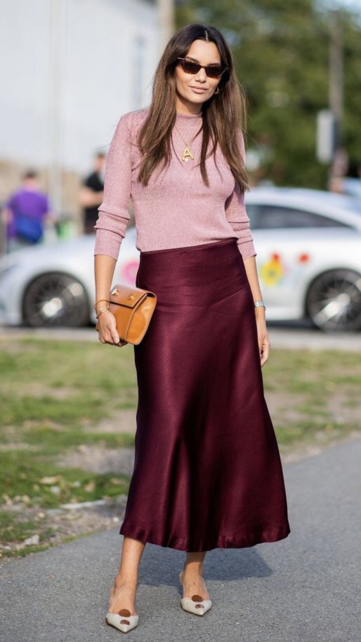 Women's Acetic Satin Flowy Long Skirt