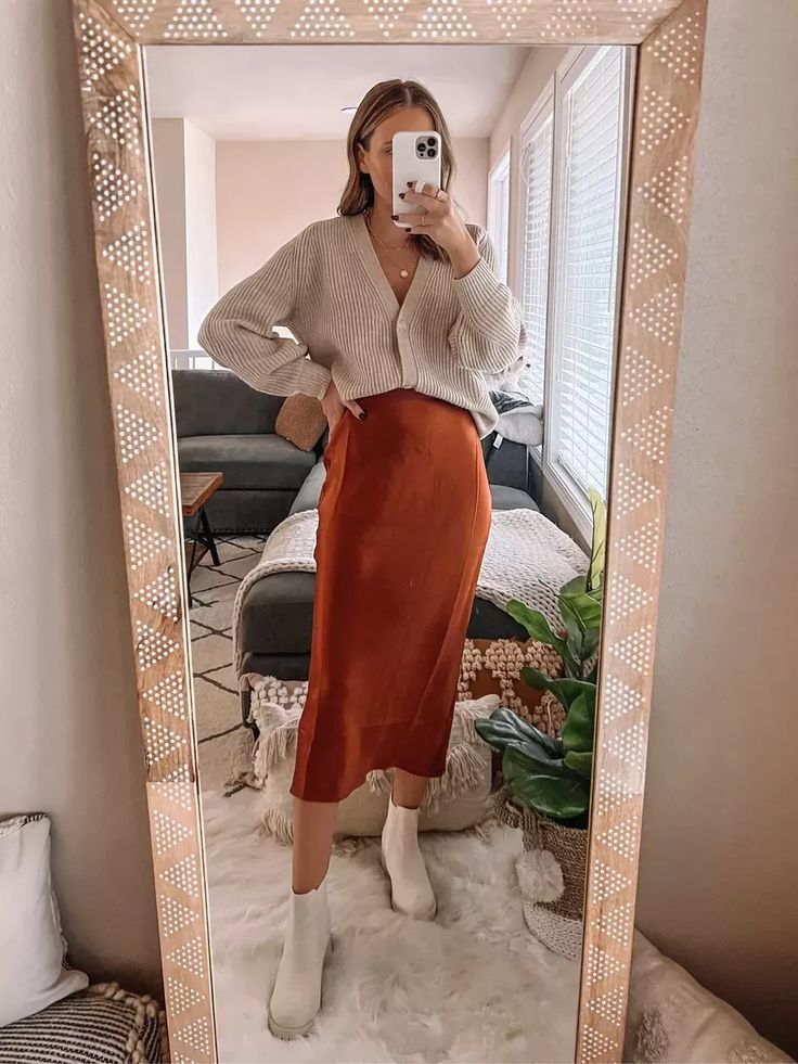 Women's Acetic Satin Flowy Long Skirt