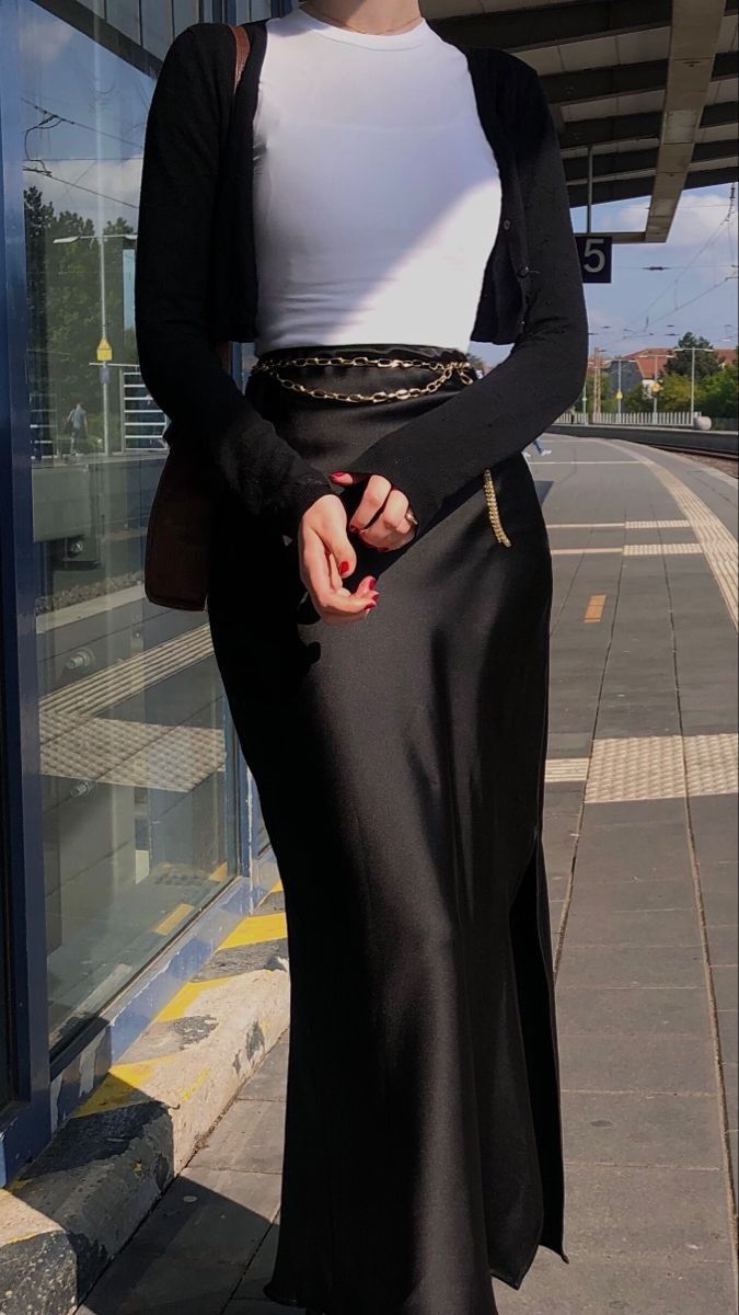 Women's Acetic Satin Flowy Long Skirt