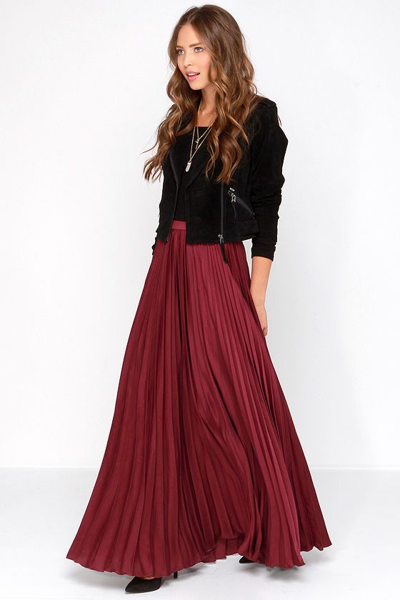 Women Vintage Pleated Long Skirt