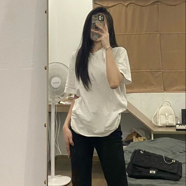 Cotton Women Summer T-shirt Loose Oversized Short-sleeved