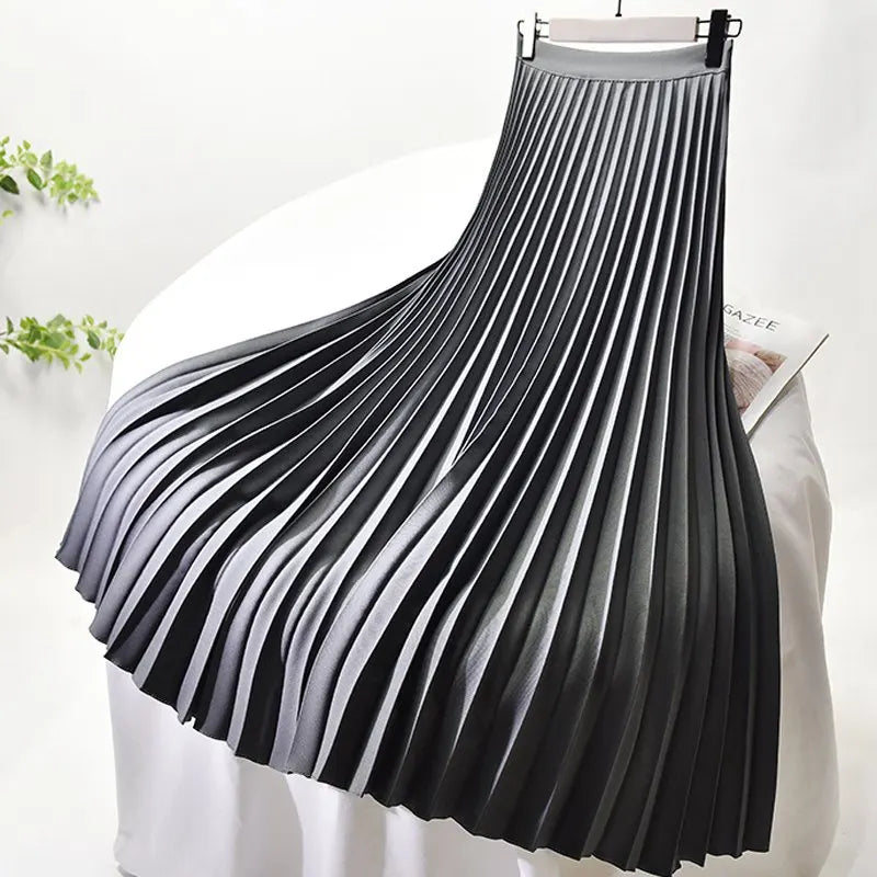 Women's High-Quality Pleated Skirt with Chiffon Liner High Waist Side Zipper Twill Long Skirts For Women 2024 Autumn SK946
