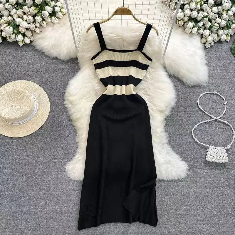 Summer Date Outfit Striped Color Dress for Women