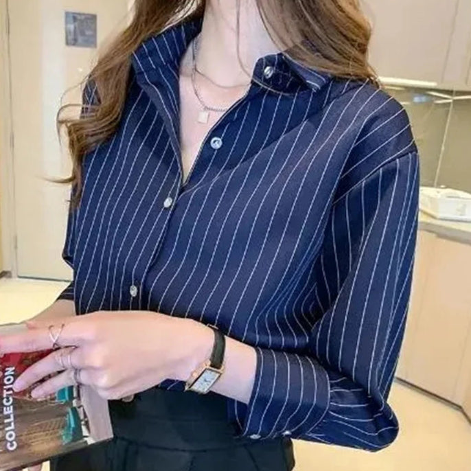 Striped Shirt Women Office Ladies Fashion