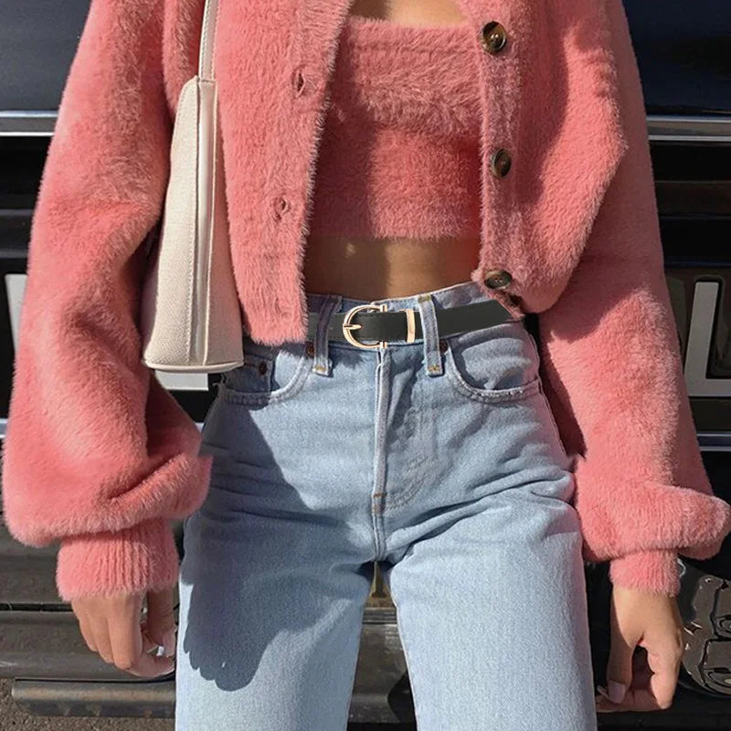 Women's Belt Metal Buckle Dress Jean Pant Waistband Belts for Lady