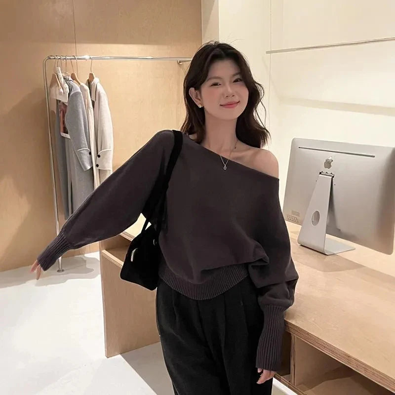 Sexy Off Shoulder Cropped Sweater Women