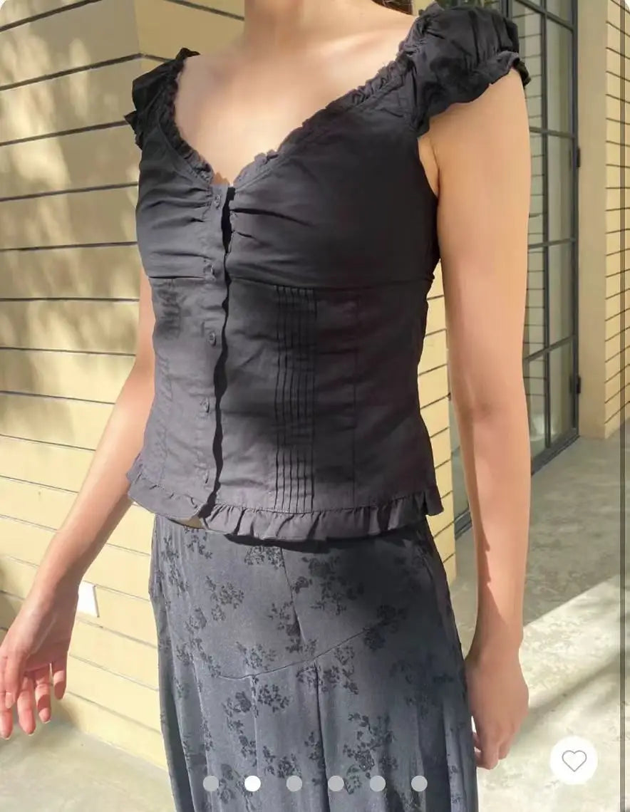 Women Summer Blouse Top Small Waisted