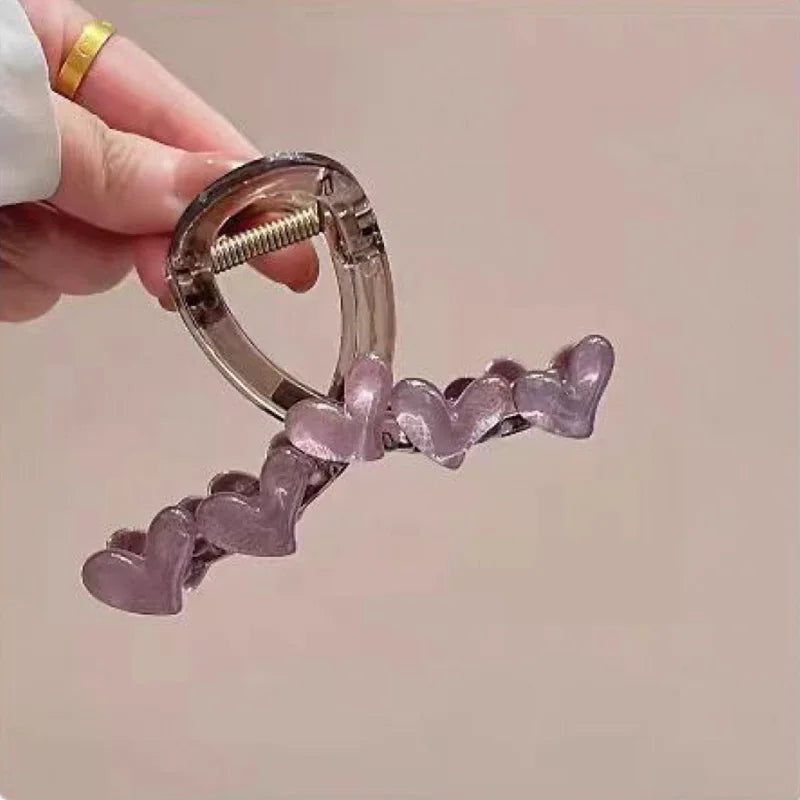 1pc Love grabbing clip for women's new high-end and fresh Korean jelly color simple clip headband, forest hair clip
