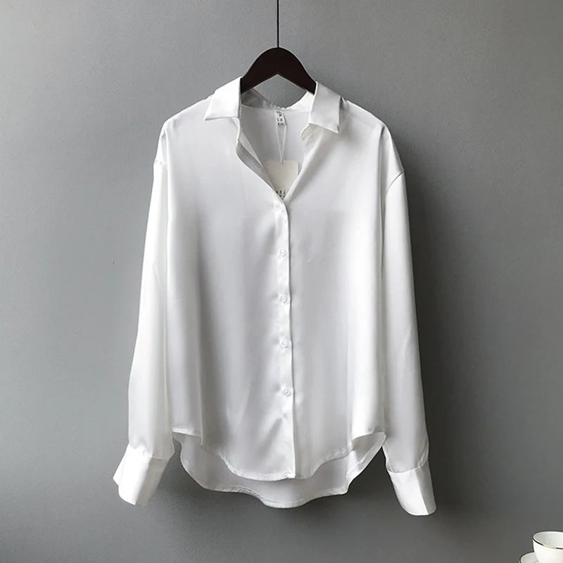 Women Oversized Satin Silk Shirts