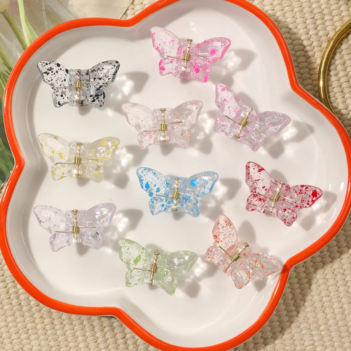 Mini Flower Hair Clips Pack for Women - Creaseless Styling Claw Clips for Bangs and Tiny Hair Styling
