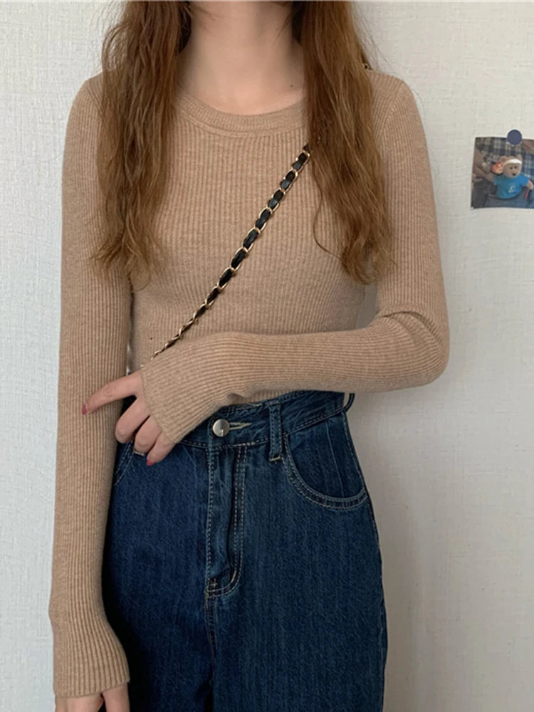 Cute Autumn Long Sleeve Women Tops No Button