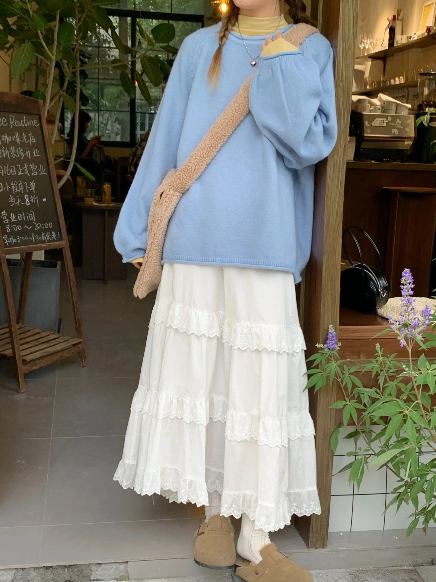 Lace A-line Loose All-match Ankle-length Skirts