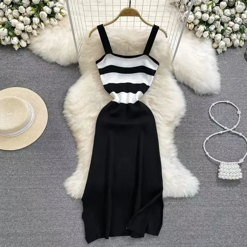 Summer Date Outfit Striped Color Dress for Women