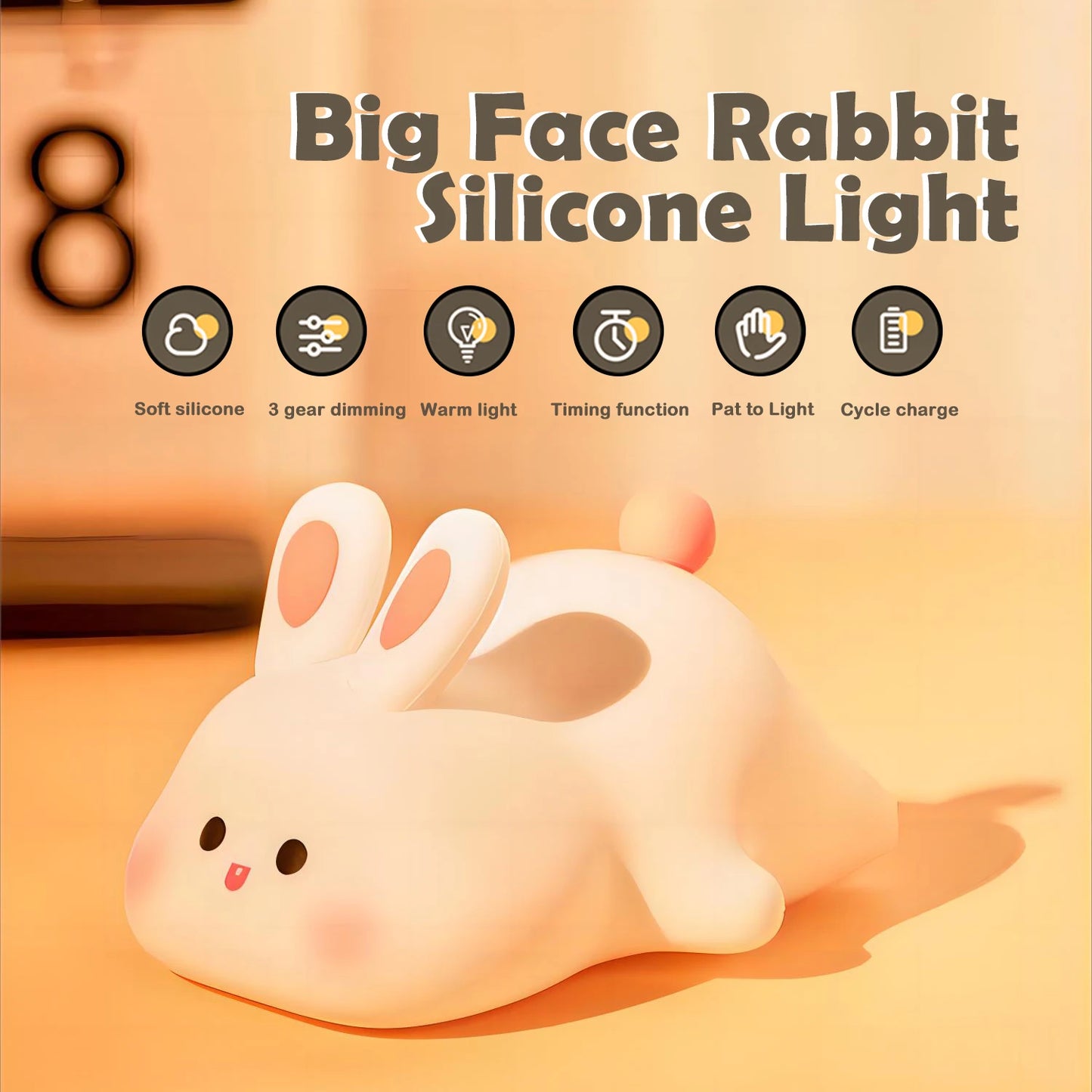 Squishy Night Lamp Fox Rabbit Nightlight With Touch Sensor