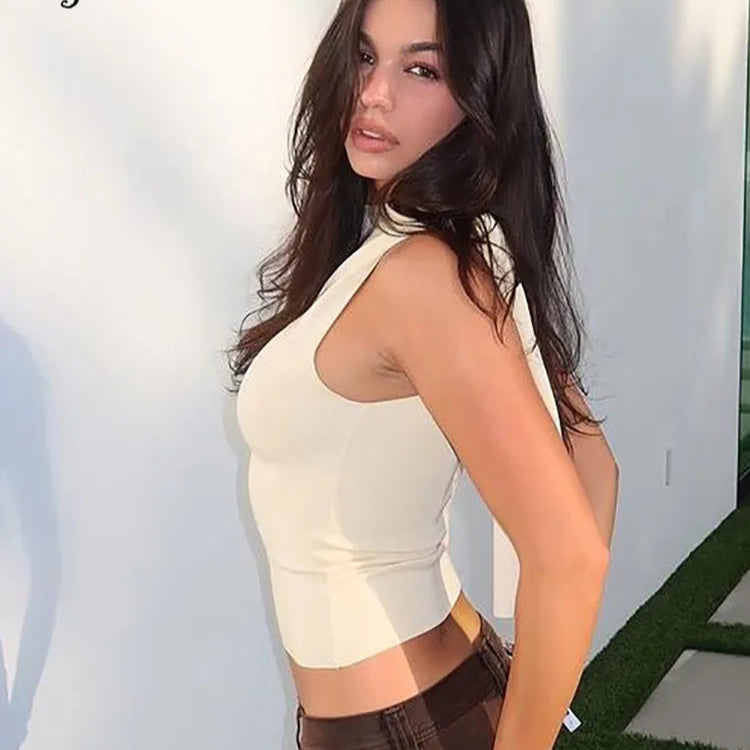 Diagonal Bandage Sexy Slim Crop Tank Top