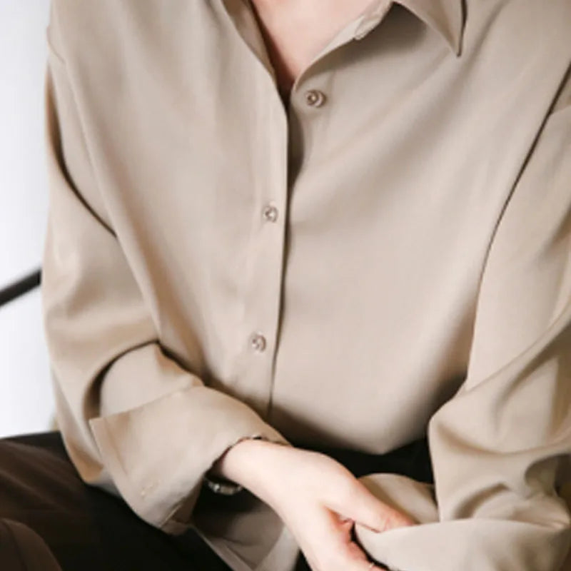 Women Oversized Satin Silk Shirts