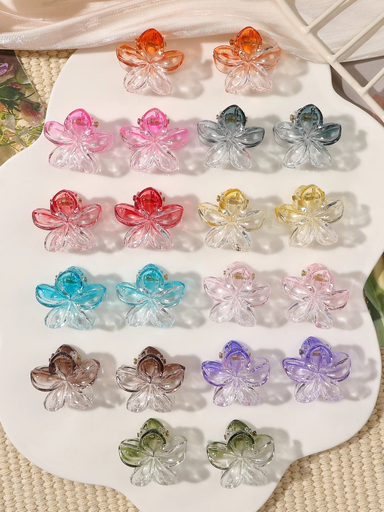 Mini Flower Hair Clips Pack for Women - Creaseless Styling Claw Clips for Bangs and Tiny Hair Styling
