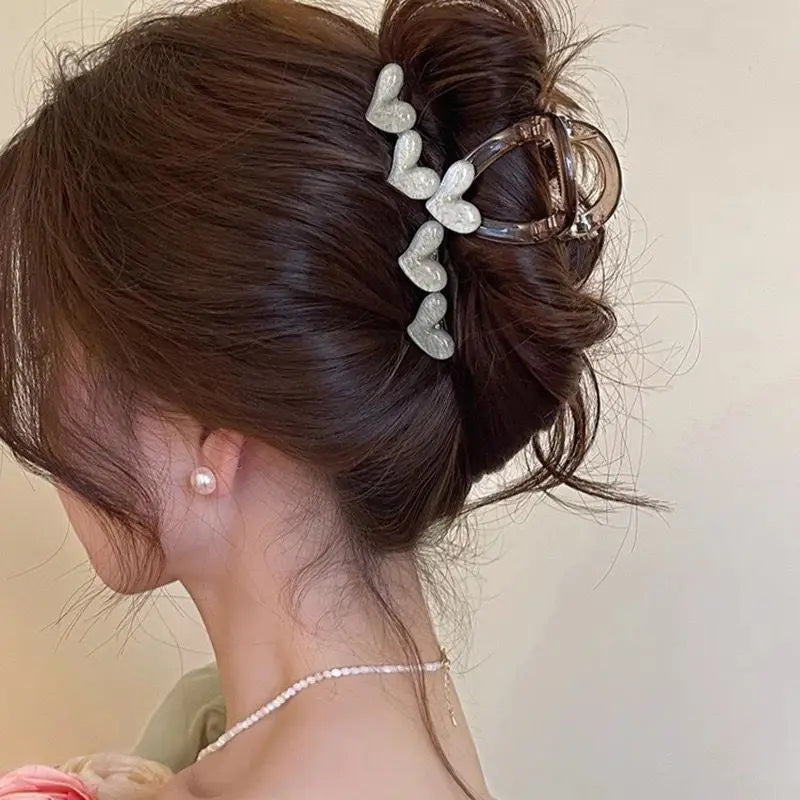 1pc Love grabbing clip for women's new high-end and fresh Korean jelly color simple clip headband, forest hair clip
