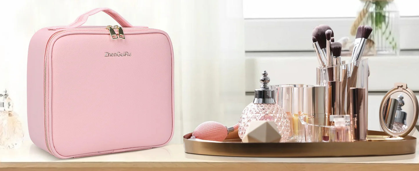 Cosmetic Bag with Mirror Travel Friendly for Ladies