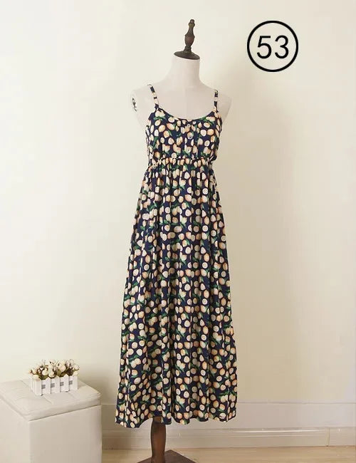 Summer Large Size Long Dress Beach Vacation Floral Dress for Women